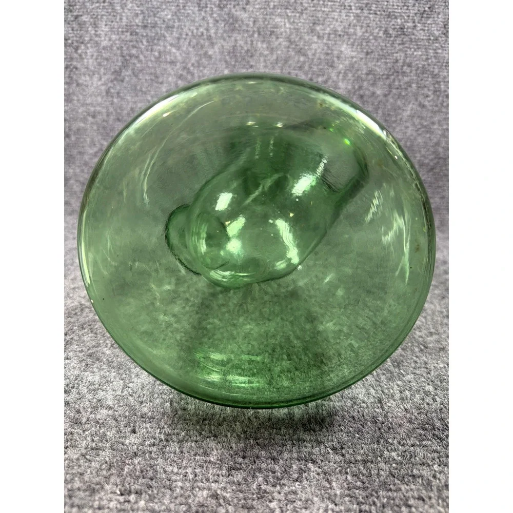 Vintage Green Glass Wine Decanter with Ice Chamber Chiller Spout 12.5 Inch